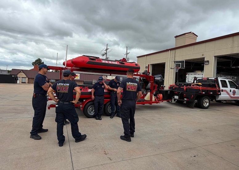 Lawton firefighters arrive in San Antonio staging area to assist with Texas flood response